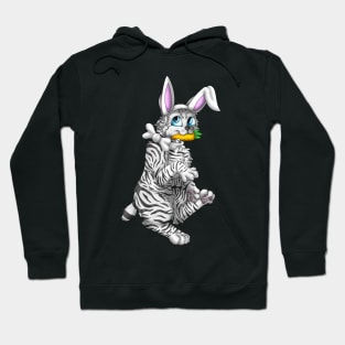 Bobtail BunnyCat: Silver Tabby (White) Hoodie